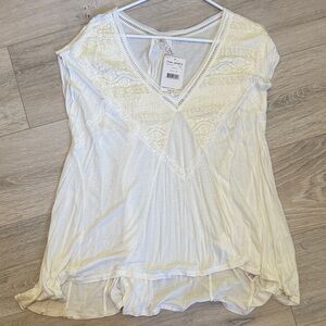 Free People Cream, Lace Tunic